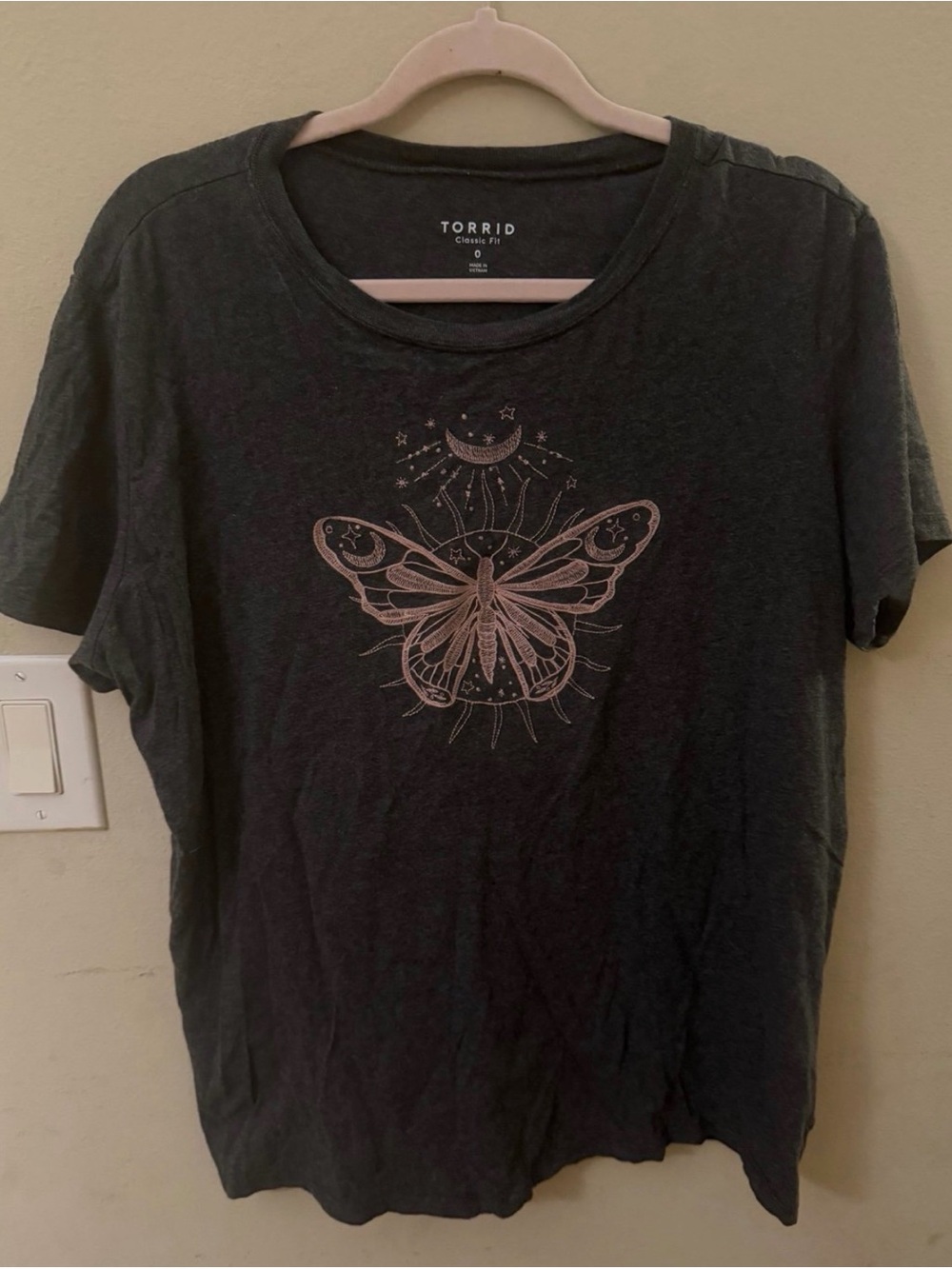 torrid grey Tee with Rose Butterfly Graphic